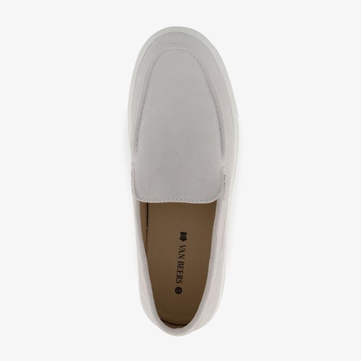 Suede heren instappers lichtgrijs