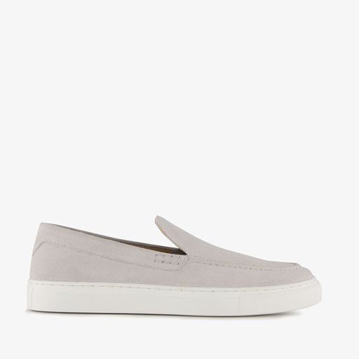 Suede heren instappers lichtgrijs
