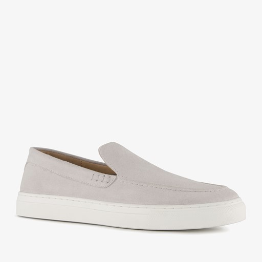 Suede heren instappers lichtgrijs