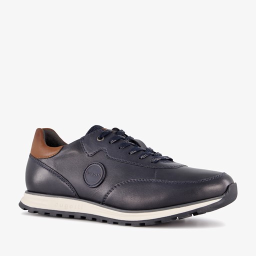 Cirino leren heren sneakers donkerblauw