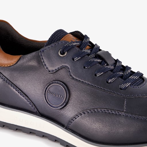 Cirino leren heren sneakers donkerblauw