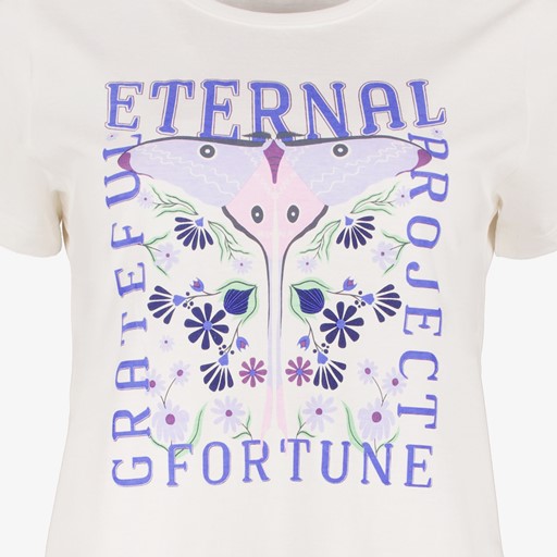 Dames T-shirt met paarse print wit