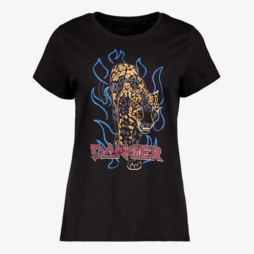 Dames T-shirt met luipaard zwart