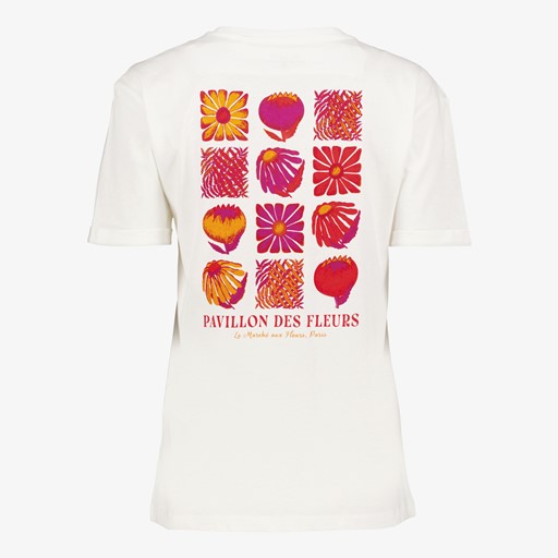 Dames T-shirt met backprint bloem wit