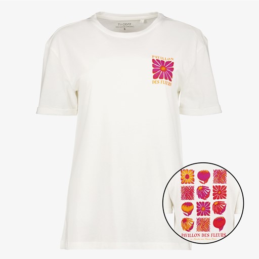 Dames T-shirt met backprint bloem wit