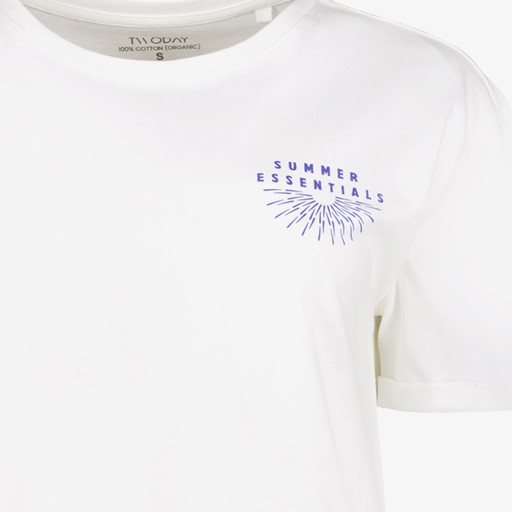 Dames T-shirt met backprint sunset wit