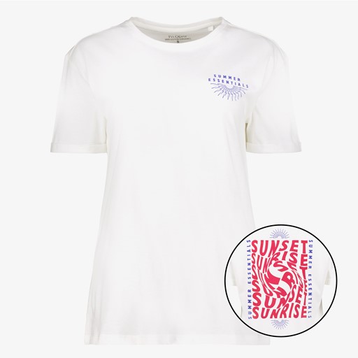 Dames T-shirt met backprint sunset wit