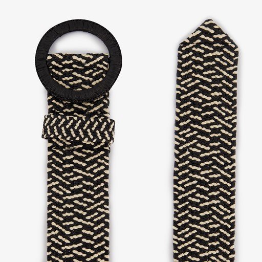 Gevlochten dames riem zwart beige