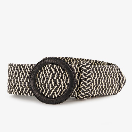 Gevlochten dames riem zwart beige