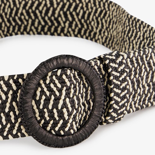 Gevlochten dames riem zwart beige