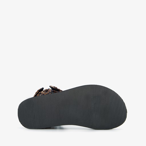 Dames sandalen met panterprint zwart