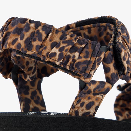 Dames sandalen met panterprint zwart