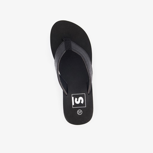 Dames teenslippers met sleehak zwart