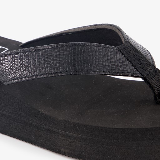 Dames teenslippers met sleehak zwart
