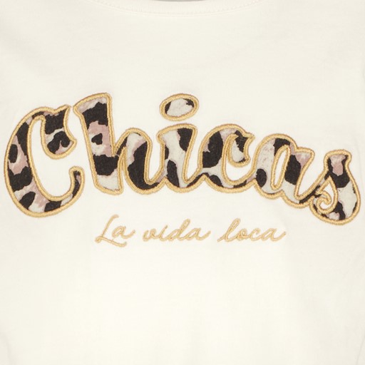 Geknoopt meisjes T-shirt met tekst wit