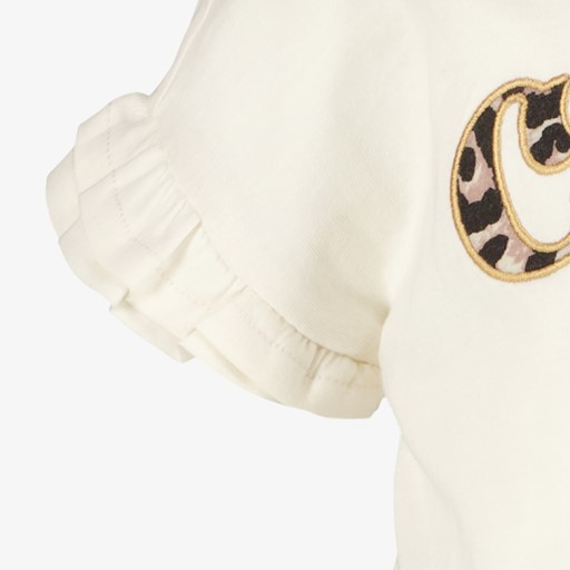 Geknoopt meisjes T-shirt met tekst wit