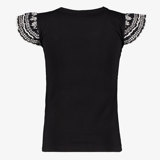 Meisjes top met vlindermouwtjes zwart