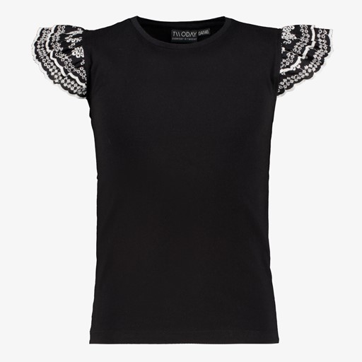 Meisjes top met vlindermouwtjes zwart