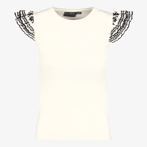 Meisjes top met vlindermouwtjes wit