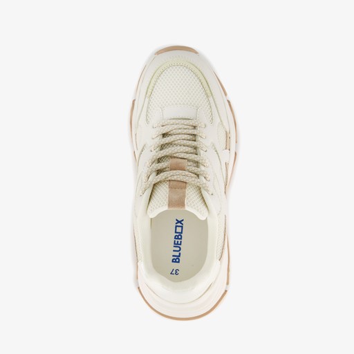 Dames dad sneakers wit beige