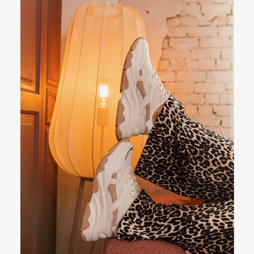 Dames dad sneakers wit beige