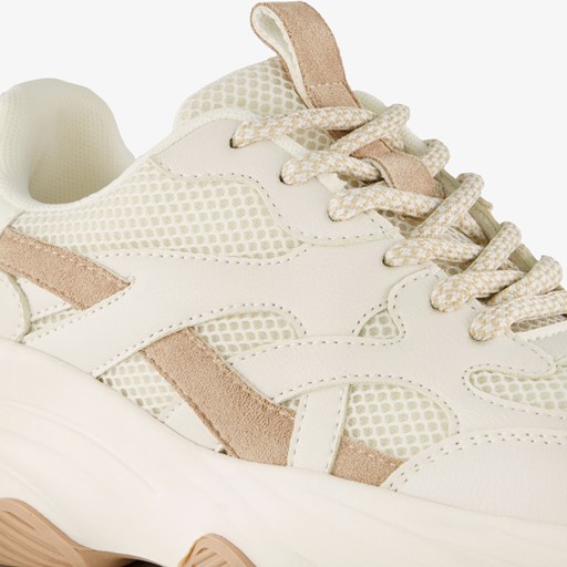 Dames dad sneakers wit beige