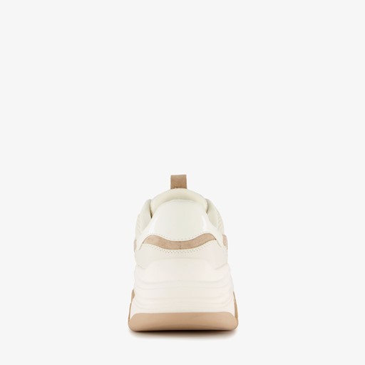 Dames dad sneakers wit beige
