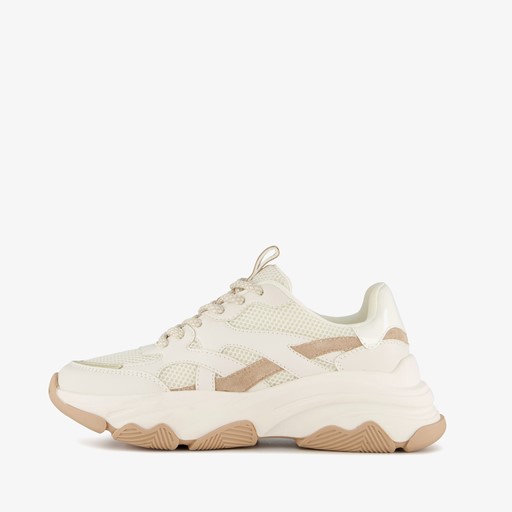 Dames dad sneakers wit beige
