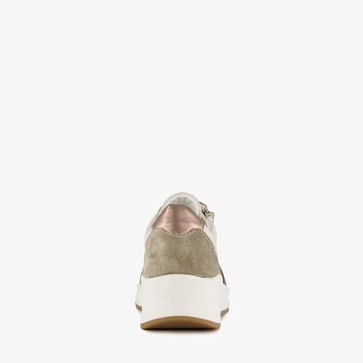 Leren dames sneakers khaki