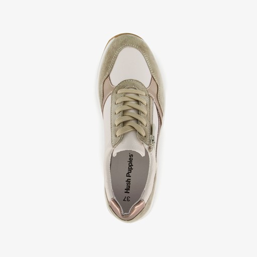 Leren dames sneakers khaki