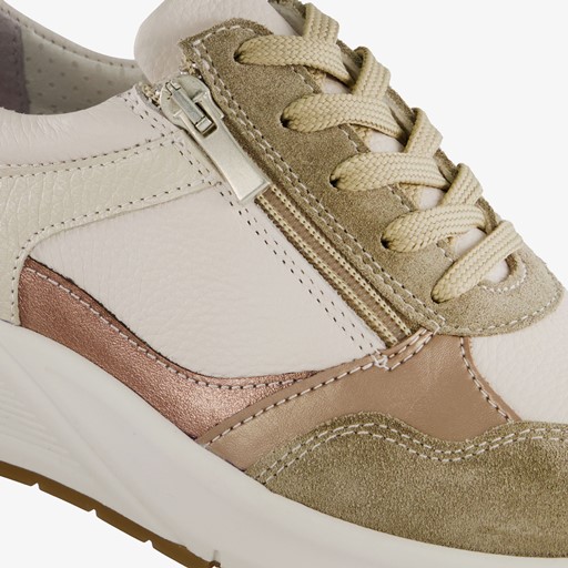 Leren dames sneakers khaki