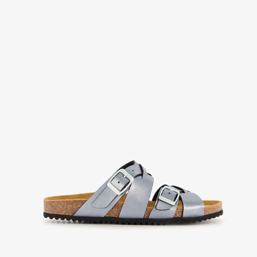 Dames bio slippers zilvergrijs