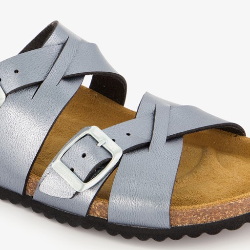Dames bio slippers zilvergrijs