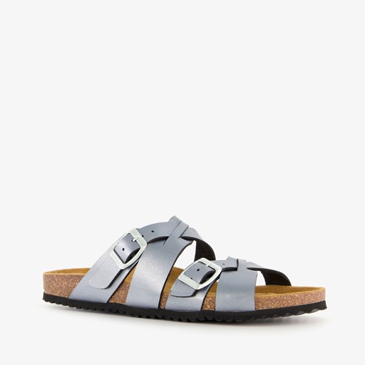Dames bio slippers zilvergrijs