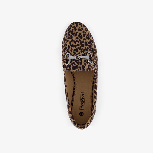 Dames loafers bruin luipaardprint