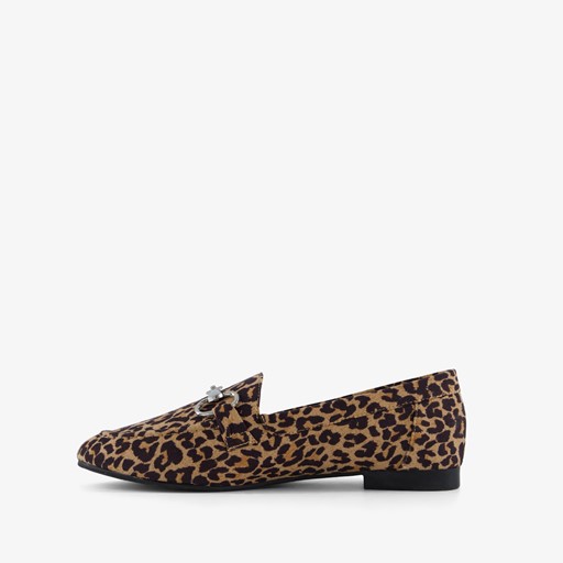 Dames loafers bruin luipaardprint
