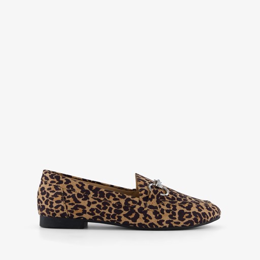 Dames loafers bruin luipaardprint