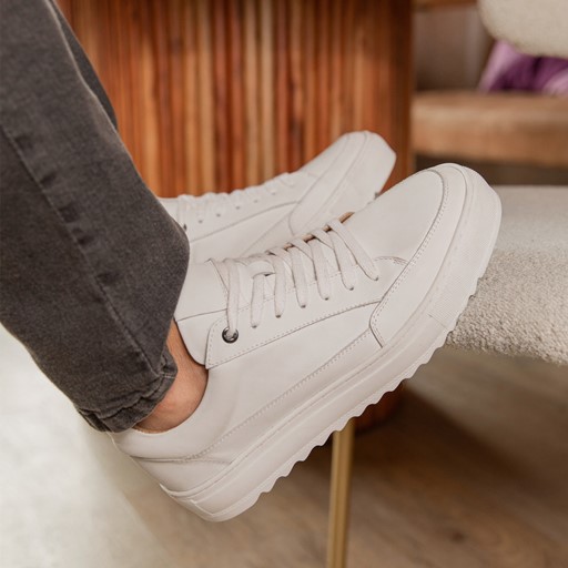Leren heren sneakers wit