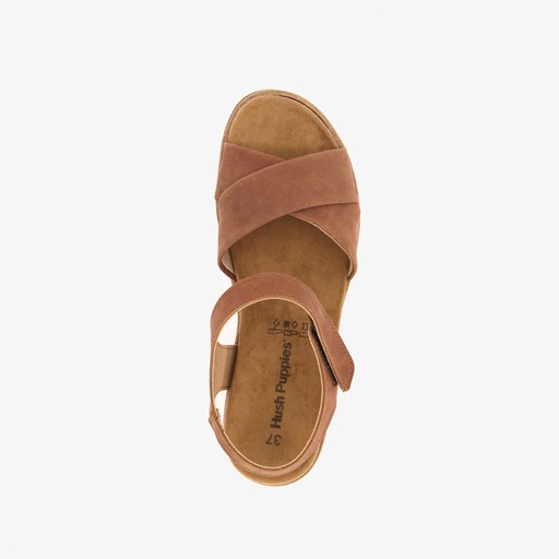 Leren dames sandalen cognac