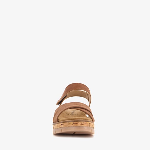 Leren dames sandalen cognac
