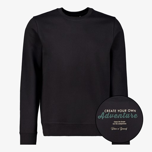 Heren sweater met backprint zwart