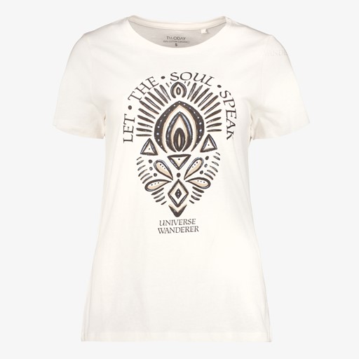 Dames T-shirt met print ecru