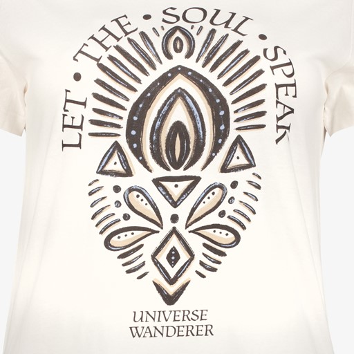 Dames T-shirt met print ecru