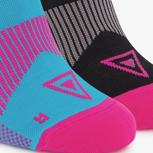 2 paar halflange compressiesokken blauw roze