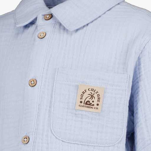 Mousseline jongens shirt lichtblauw