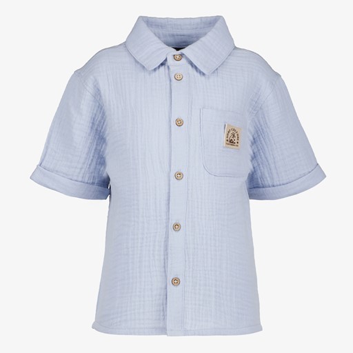 Mousseline jongens shirt lichtblauw