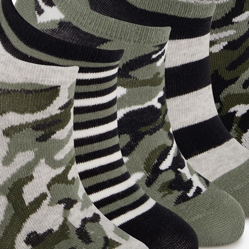 5 paar kinder sneakersokken groen zwart