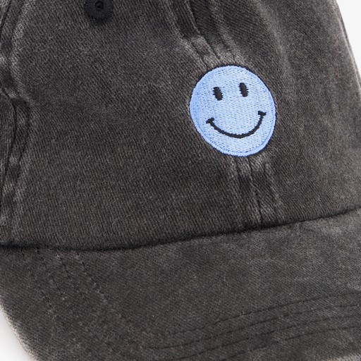 Jongens pet met smiley grijs