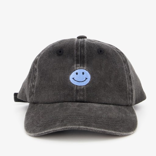 Jongens pet met smiley grijs