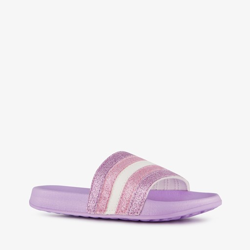 Kinder badslippers lila met glitters
